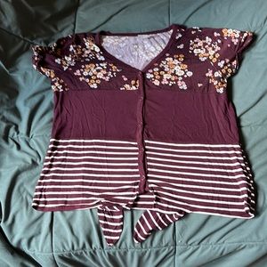 Misses short sleeve, front tie top